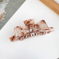 Retro cream and brown marble pattern acetate hair claw clip with bow design - Large / Beige Coffee