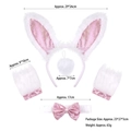 Pink and white 4-piece bunny costume set with sequined ears and matching accessories - Silver Stamped Rabbit 4-Piece Set / Pink Sequin