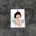Creative white jewelry card with female illustration and earrings on grey background - Impression No.9 (100 Sheets)