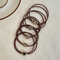 Brown high-elastic hair ties with golden butterfly and star charms for high ponytails - 2# Brown Mixed Pack