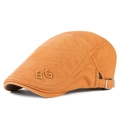 Ginger cotton newsboy cap with BG letter embroidery and adjustable metal buckle - Adjustable / Yellow