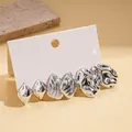 Silber-Ohrstecker-Set, 3 Paare mit unregelmäßiger Lavatextur und poliertem Finish - Silber (3 Paar/Stahlnadel)