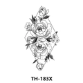 Waterproof temporary tattoo sticker with black and white floral design in a geometric frame - Th-183 / 210*148mm