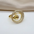 Golden S925 sterling silver DIY ring setting with pavé cubic zirconia for pearls - Gold Ring Setting Only (Without Pearl) / 10-14mm