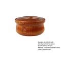 Lacquered 14x7cm jujube wood storage bowl with lid featuring natural dark grain - 14x7cm