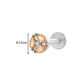 Titanium labret stud with orange marquise-cut zircon flower design, 0.41cm height - Silver Five-Petal Flower Arc Style (T2522-4#银) / 1.2*8mm