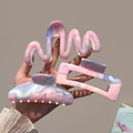 Three-piece set of elegant marble purple hair claws including wave and square styles - Gradient Colorful 3-Piece Set