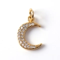 Ciondolo a luna dorata con cristalli trasparenti per creazione gioielli DIY - Stile Luna Con Zirconia (01)