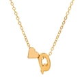 Golden heart pendant necklace with capital letter Q on a fine chain jewelry - Letter Q (10033)