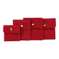Pochettes à bijoux en velours rouge avec bouton pression doré en quatre tailles - Rouge