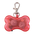 Red bone-shaped LED safety glow pendant for pet collars with silver lobster clasp - Pink