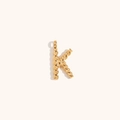 Detailed close-up of 18K gold-plated twisted rope letter K pendant with smooth metallic texture - Letter K