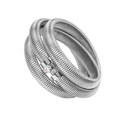 Macro detail of triple-layer tubogas snake-bone bracelet with sparkling zircon inlay - Layered Spiral Style(YS794) / Steel