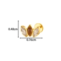 G23 Titan Ohrstecker in Gold mit bernsteinfarbenen Kristallen in 0,48cm x 0,76cm - 4# Gold (Bernsteinbraun)