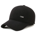 Berretto da baseball invernale nero da uomo con fodera in pile e logo S Sport - Regolabile / Nero