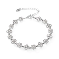 Bracciale floreale in acciaio argento con intarsio in zirconi e chiusura a moschettone - Argento