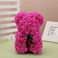 Pink PE foam rose bear with Just for you black ribbon on light green surface - 23CM Naked Bear (Without Box) / Rose Red