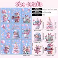 Pink cartoon Christmas window stickers set including Santa and tree, 9 sheets PVC decals - 20x30cm (9 Sheets) / Pink Christmas