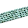 Close-up of light green natural geode agate drum beads for DIY jewelry making - Grass Green