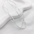 Collana e bracciale con perline cubiche argentate su vassoio in ceramica - Perlina Ottagonale Sfaccettata (1#) / 1.5*1.5mm / Argento
