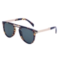Retro folding sunglasses with tortoiseshell frames, golden metal legs and dark lenses - Brown Bean Stripes