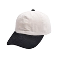 Two-tone corduroy baseball cap in beige and black with a classic 6-panel structure - Beige/Black