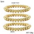 3pcs set of golden elastic beaded bracelets with 8mm polished beads and 16cm length - 8mm Gold Bead Bracelet 3Pcs Set (KB160806-Z)