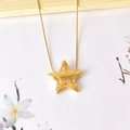 Chic gold titanium steel necklace with 3D star pendant and fine snake chain - Pentagram