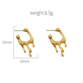 Lava texture geometric drop earrings in gold stainless steel, 34mm x 18mm size - Lava Texture Style (DG-ED00214) / Gold