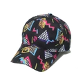 Retro 80s 90s baseball cap with neon geometric patterns and leopard print on black - M (56-58cm) / Retro Geometric Leopard (A)