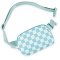Waterproof polyester fanny pack featuring a light blue and white checkerboard pattern - Ice Blue Checkerboard