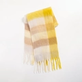 Plaid scarf in yellow, beige and brown with tassels and a soft wool-like texture - Yellow, Beige and Brown Plaid (Style G)