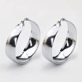 Orecchini a cerchio larghi in acciaio inossidabile argento lucido con chiusura a scatto - Larghezza Conica / 30mm Paio / Argento