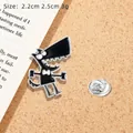 Cartoon wolf enamel pin with bowtie and dumbbell, size 2.2cm x 2.5cm, 3g weight - Bowtie Cartoon Wolf
