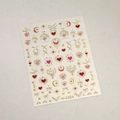 Autocollant à ongles M-1004 coloré avec cœurs roses et motifs lunes et étoiles dorés - Style Noeud Lune Étoile Coeur Rose Rouge (M1004)