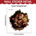3D Christmas mouse hole wall sticker for children's room, size 12.5x12cm, model CT24Y12687T_T - Mouse Family (CT24Y12687T_T)