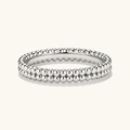 Bague minimaliste en argent S925 avec design perlé double rangée en finition argent - Taille HK 17 (Taille US 8) / Or Blanc