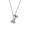 Silver balloon letter I pendant necklace in polished 3D stainless steel for women - Steel-Letter I