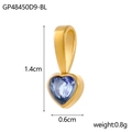 Golden heart pendant with heart-cut blue gemstone and 1.4cm height specification - Heart-Blue