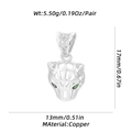 Silver leopard head pendant in copper with green gemstone eyes and micro-set crystals - Hollow Geometric Leopard Head Silver Style (XL-379-C) / Pendant