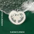 Detailed view of white heart lace embroidery patch showing 4.7x5.6 cm dimensions - 05-White Embroidered Heart Style