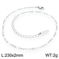 Silver stainless steel anklet with white enamel beads and lobster clasp closure - Silver White Beads (KJ4103-Z)