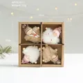 Set of 4 wool felt Christmas ornaments with Santa and Snowman in a gift box, 55g - White and Brown Outfit Doll (APYX157-1)