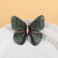 Broche papillon faite main avec broderie en soie dégradée verte et violette sur épingle - Papillon (KC0069) / Vert