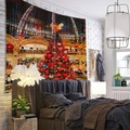 Christmas wall tapestry featuring a grand decorated tree in a luxury interior setting - 150x130cm / European Red Christmas Tree