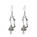 Vintage Gothic mushroom and paperclip drop earrings in antique silver finish - Mushroom Paperclip Style (22040729)