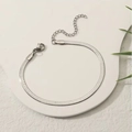 Silver stainless steel flat snake chain necklace with lobster clasp and extender - 3mm-17+5cm / Steel