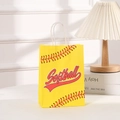 Yellow softball theme kraft gift bag with sturdy white rope handles and sport print - Yellow Softball Style