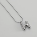 Silver stainless steel snake chain necklace with bubble 26 initial H letter pendant - Letter H [Steel]