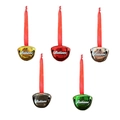 Five assorted colors of metal Christmas bells with Believe engraving and red ribbons - No Print Style / Silver With Plain Ribbon